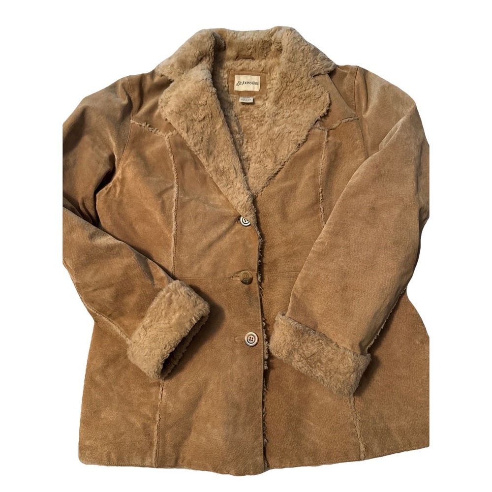 Vintage 90s 2000s‎ St johns Bay genuine tan brown suede leather penny lane Large